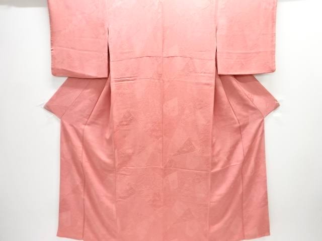 JAPANESE KIMONO / IROMUJI / SILK / KIRIBAME STYLE / WOVEN FLORAL PLANTS / SINGLE CREST